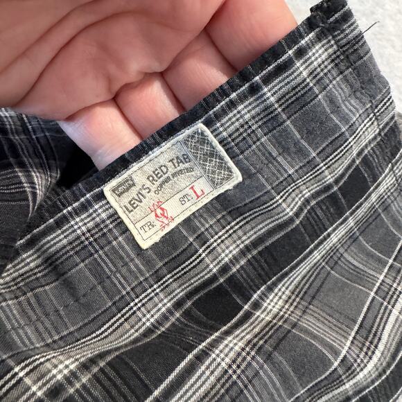Levi's Western Pearl Snap Long Sleeve Shirt Mens XXL Gray Plaid Cotton - Picture 11 of 13